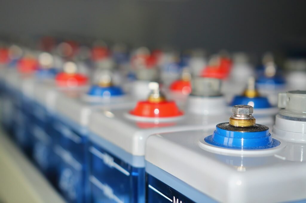 Close-up of lithium-ion battery cells